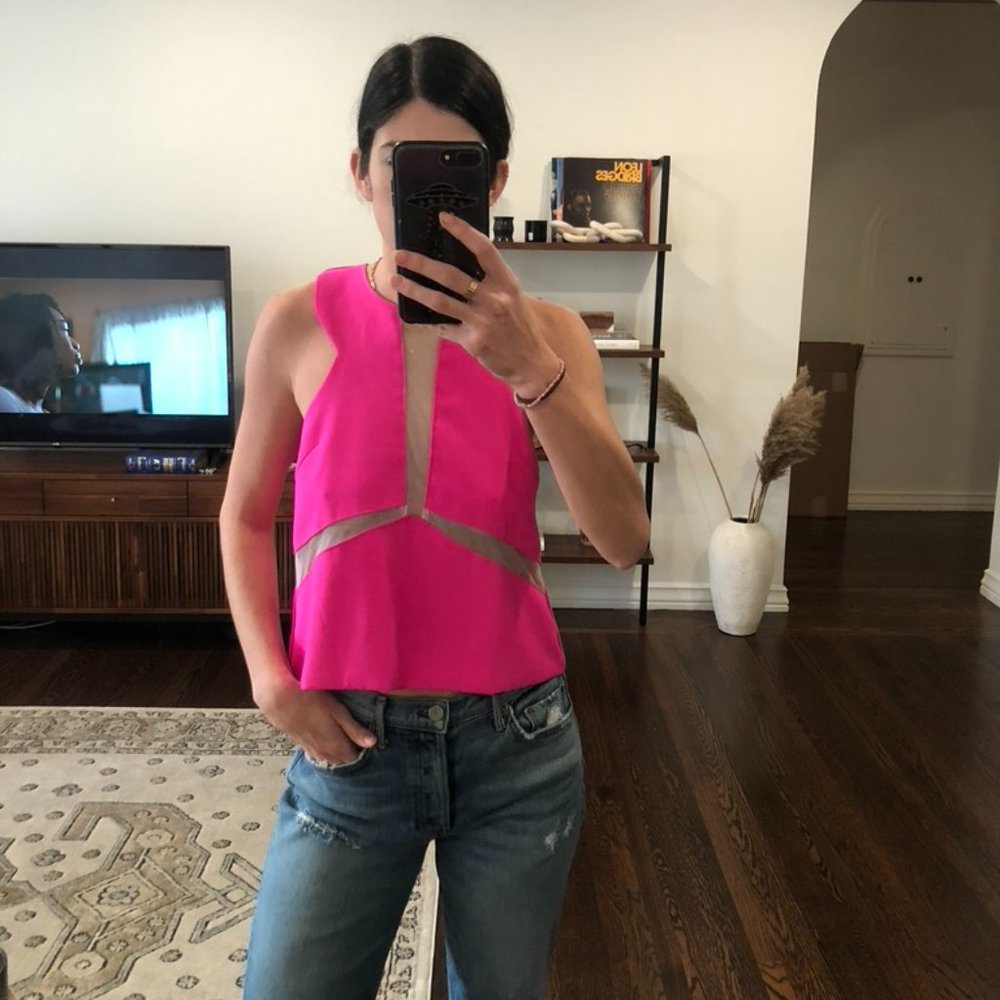 LF Pink blouse with mesh cut outs